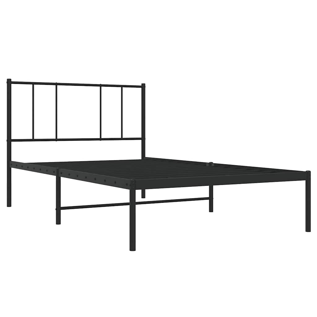 vidaXL Metal Bed Frame without Mattress with Headboard Black 90x190cm 3