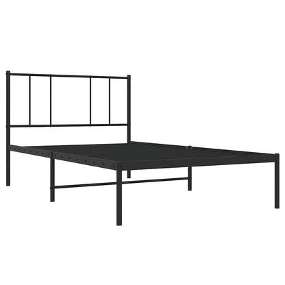 vidaXL Metal Bed Frame without Mattress with Headboard Black 90x190cm 3