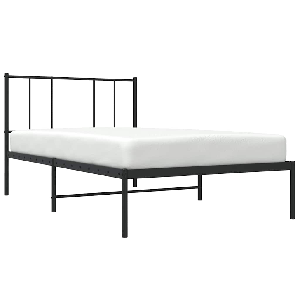 vidaXL Metal Bed Frame without Mattress with Headboard Black 90x190cm 5