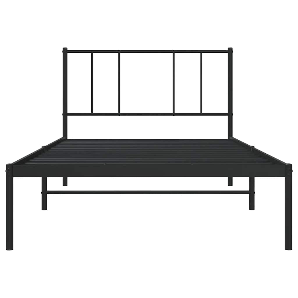 vidaXL Metal Bed Frame without Mattress with Headboard Black 90x190cm 6
