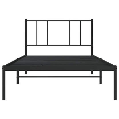 vidaXL Metal Bed Frame without Mattress with Headboard Black 90x190cm 6