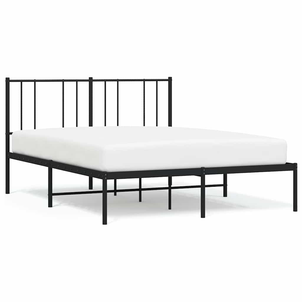 vidaXL Metal Bed Frame without Mattress with Headboard Black 120x200cm 2