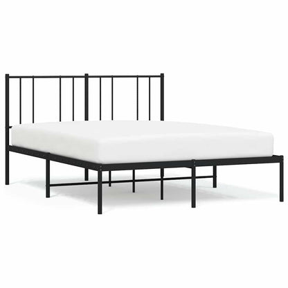 vidaXL Metal Bed Frame without Mattress with Headboard Black 120x200cm 2
