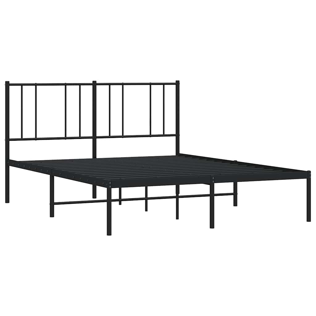 vidaXL Metal Bed Frame without Mattress with Headboard Black 120x200cm 3