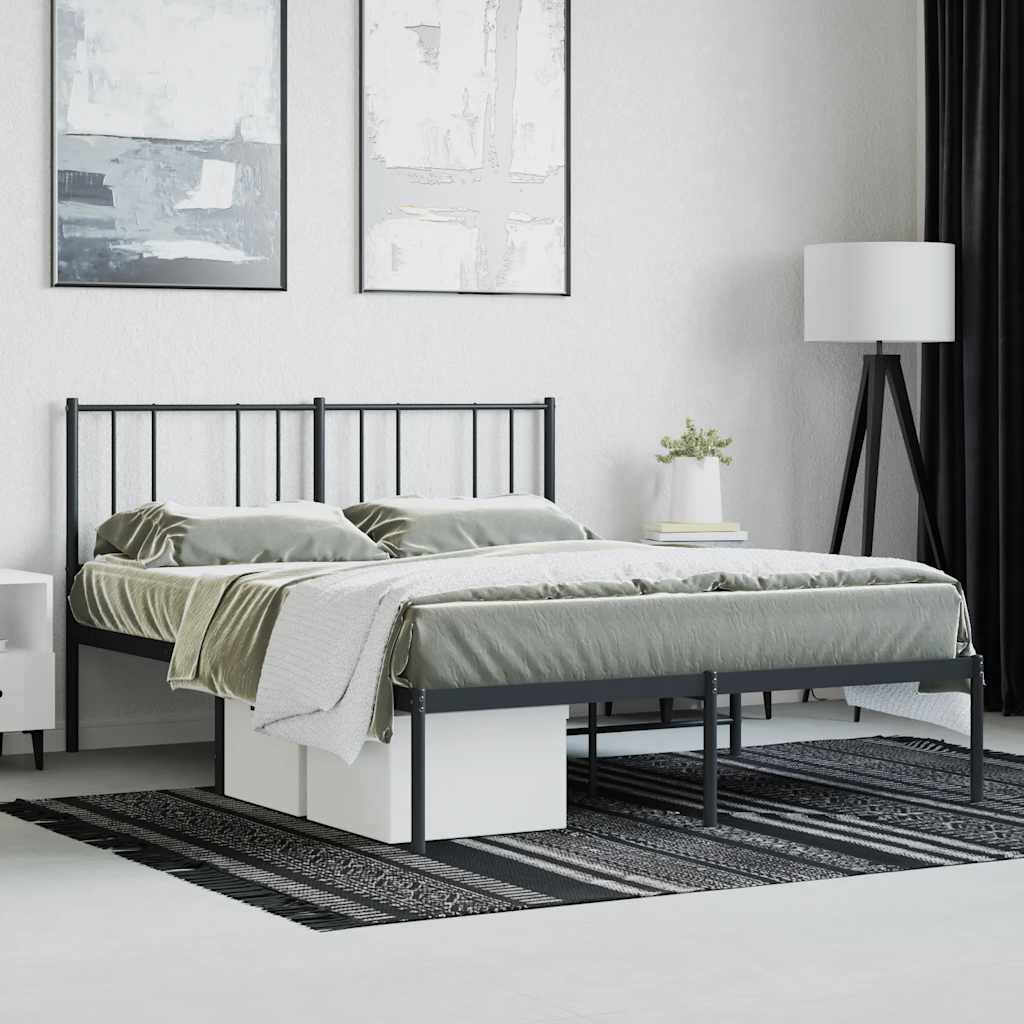 vidaXL Metal Bed Frame without Mattress with Headboard Black 120x200cm 4