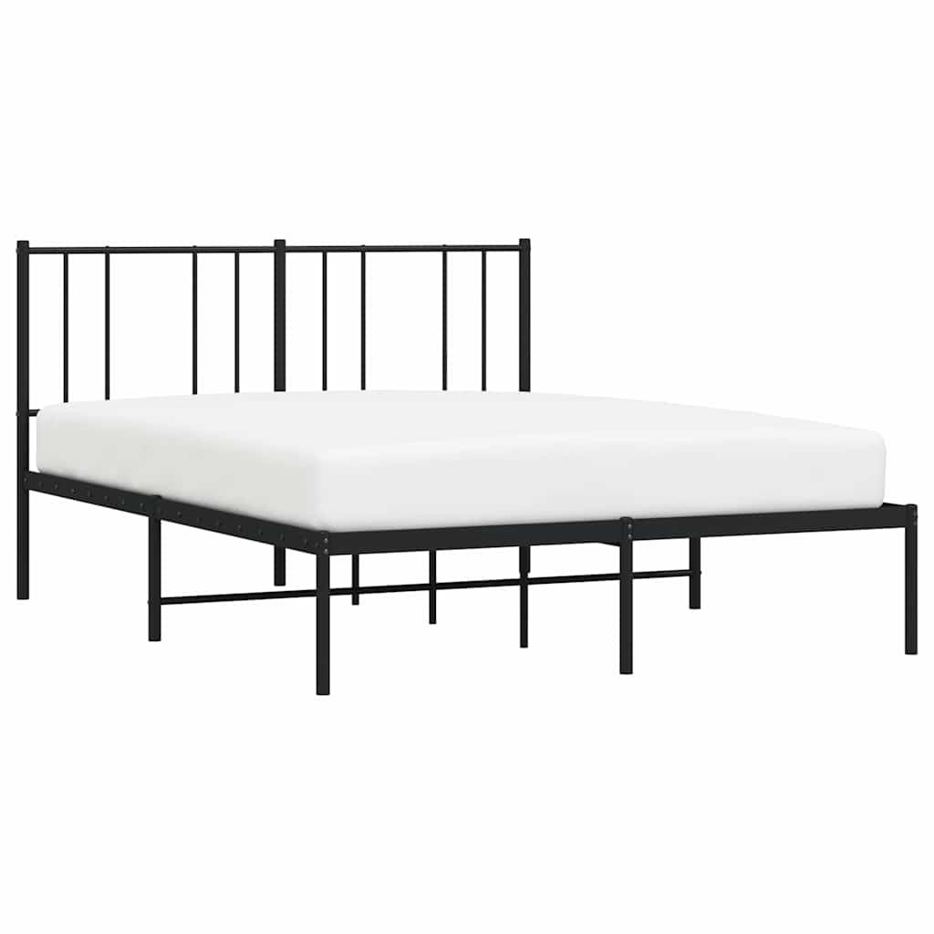 vidaXL Metal Bed Frame without Mattress with Headboard Black 120x200cm 5
