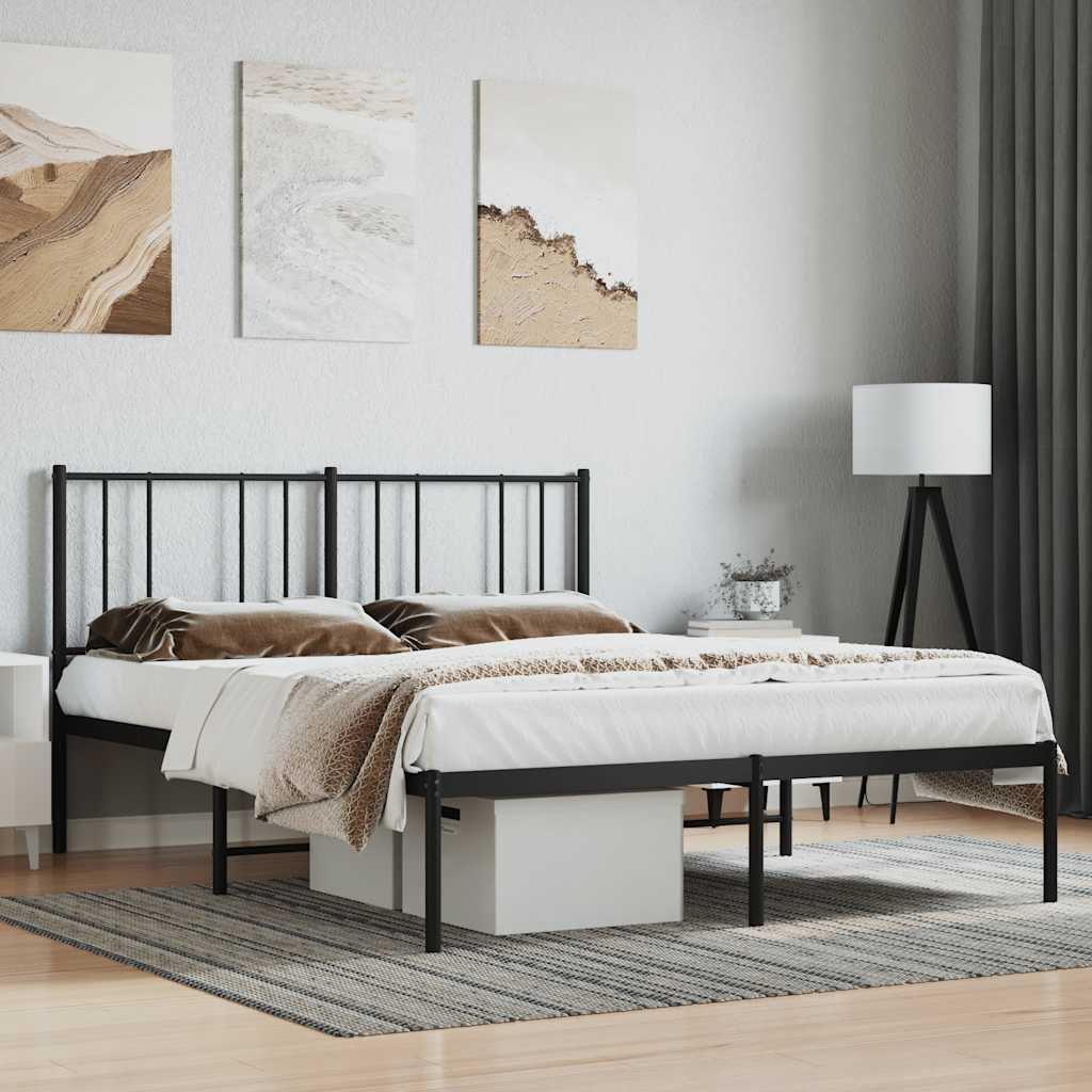 vidaXL Metal Bed Frame without Mattress with Headboard Black 120x200cm 1