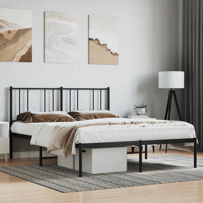 vidaXL Metal Bed Frame without Mattress with Headboard Black 120x200cm 1