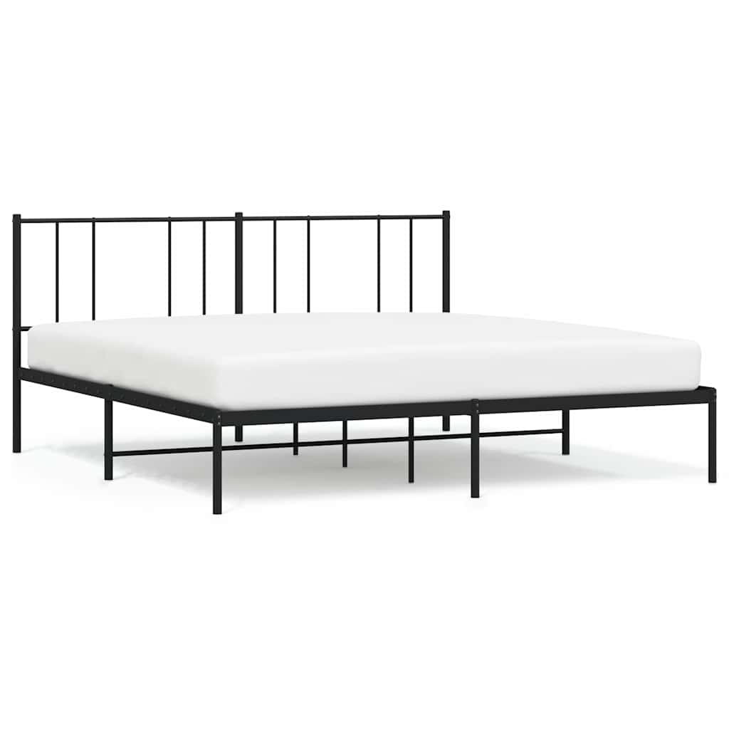 vidaXL Metal Bed Frame without Mattress with Headboard Black 183x213cm 2