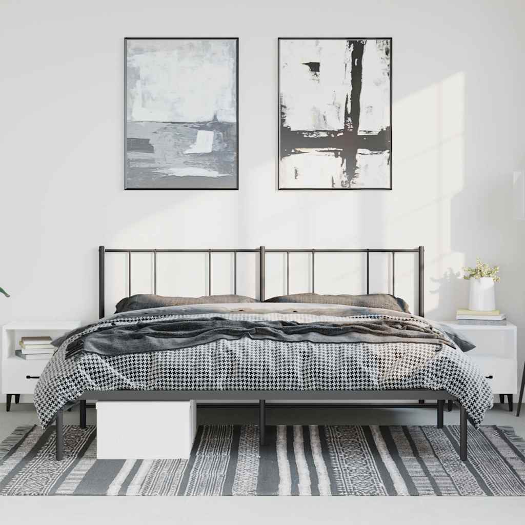 vidaXL Metal Bed Frame without Mattress with Headboard Black 183x213cm 3