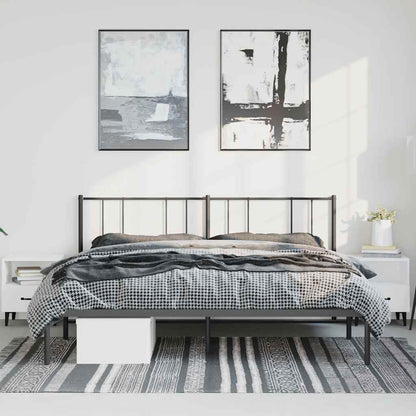 vidaXL Metal Bed Frame without Mattress with Headboard Black 183x213cm 3