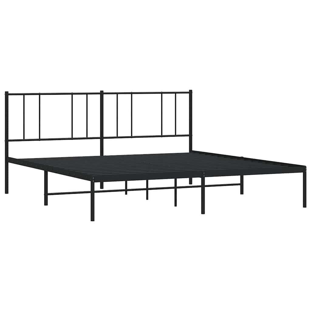 vidaXL Metal Bed Frame without Mattress with Headboard Black 183x213cm 4