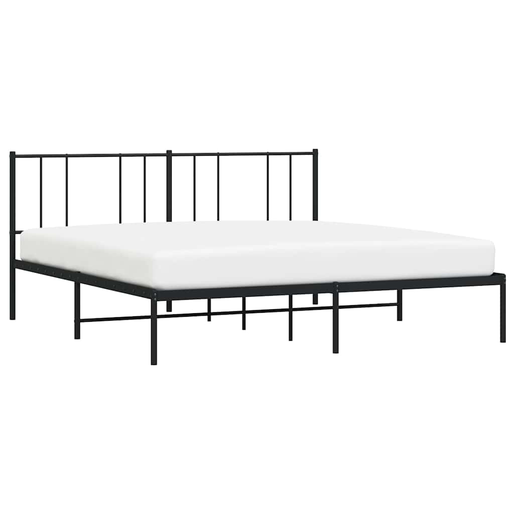 vidaXL Metal Bed Frame without Mattress with Headboard Black 183x213cm 5