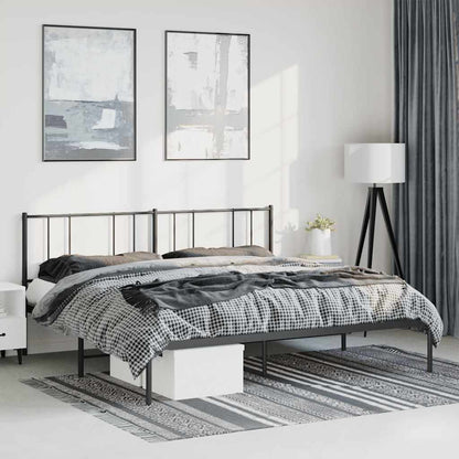 vidaXL Metal Bed Frame without Mattress with Headboard Black 193x203cm 1