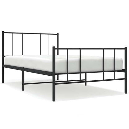 vidaXL Metal Bed Frame without Mattress with Footboard Black 90x190cm 2