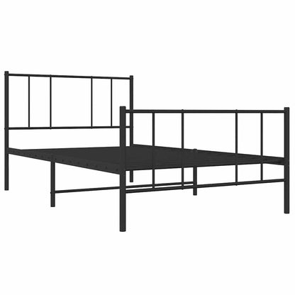 vidaXL Metal Bed Frame without Mattress with Footboard Black 90x190cm 3