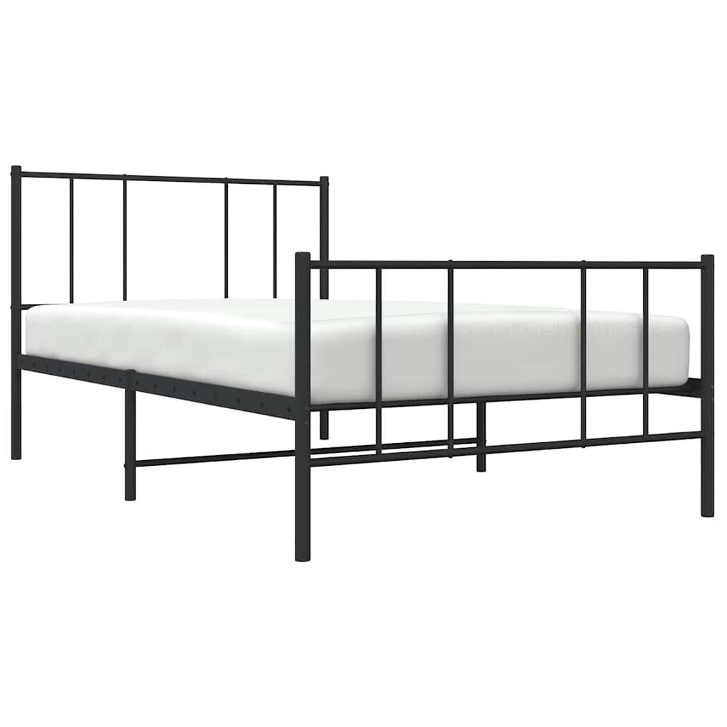 vidaXL Metal Bed Frame without Mattress with Footboard Black 90x190cm 5