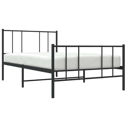 vidaXL Metal Bed Frame without Mattress with Footboard Black 90x190cm 5