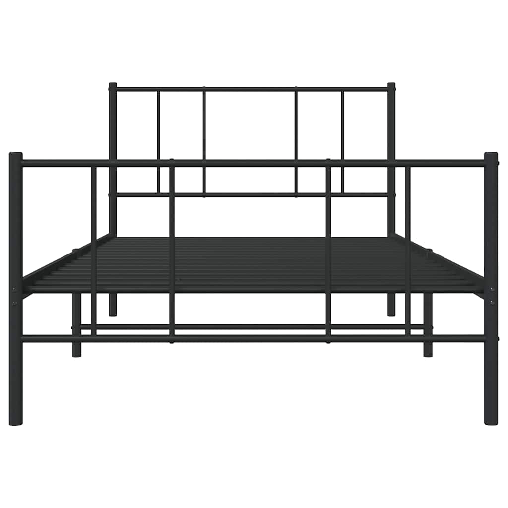 vidaXL Metal Bed Frame without Mattress with Footboard Black 90x190cm 6