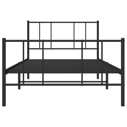 vidaXL Metal Bed Frame without Mattress with Footboard Black 90x190cm 6