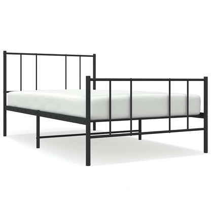 vidaXL Metal Bed Frame without Mattress with Footboard Black 100x190cm 2