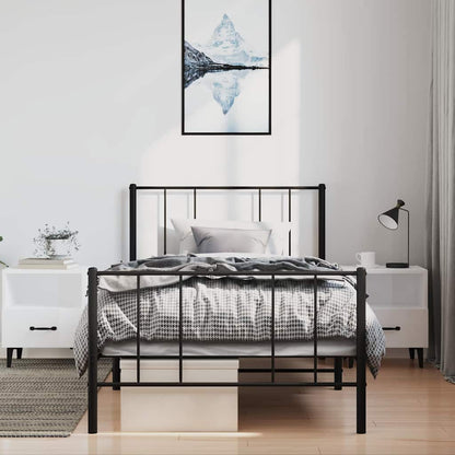 vidaXL Metal Bed Frame without Mattress with Footboard Black 100x190cm 3