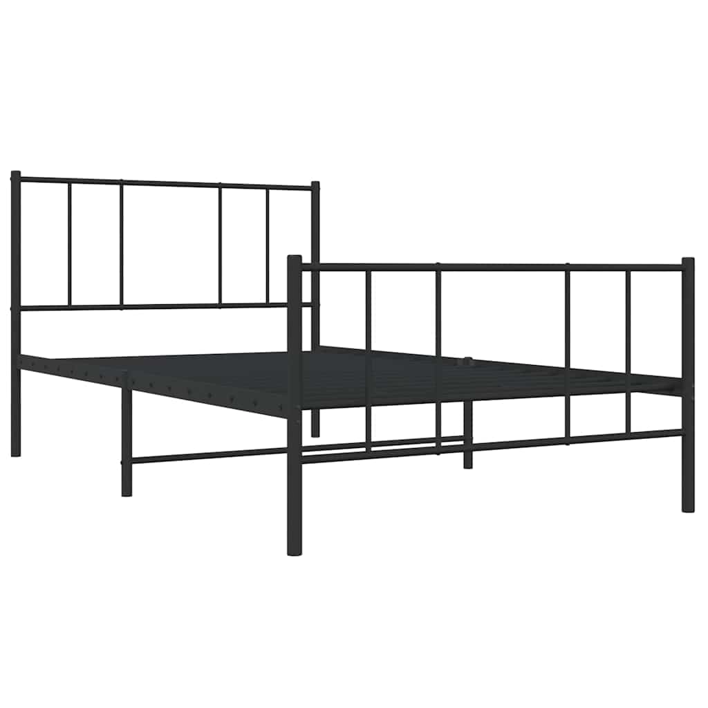 vidaXL Metal Bed Frame without Mattress with Footboard Black 100x190cm 4