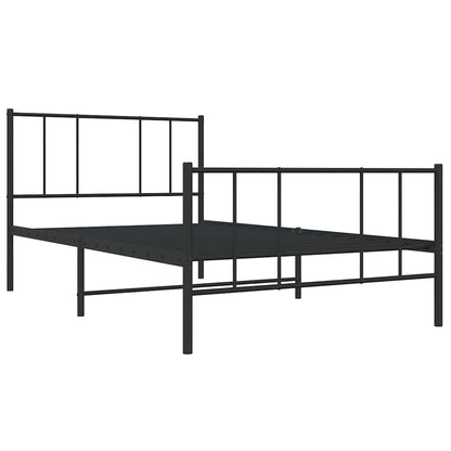 vidaXL Metal Bed Frame without Mattress with Footboard Black 100x190cm 4