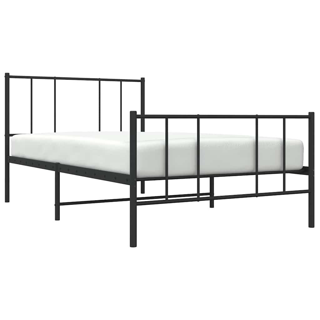 vidaXL Metal Bed Frame without Mattress with Footboard Black 100x190cm 5