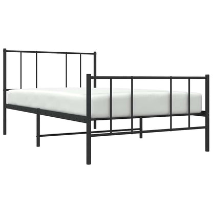 vidaXL Metal Bed Frame without Mattress with Footboard Black 100x190cm 5