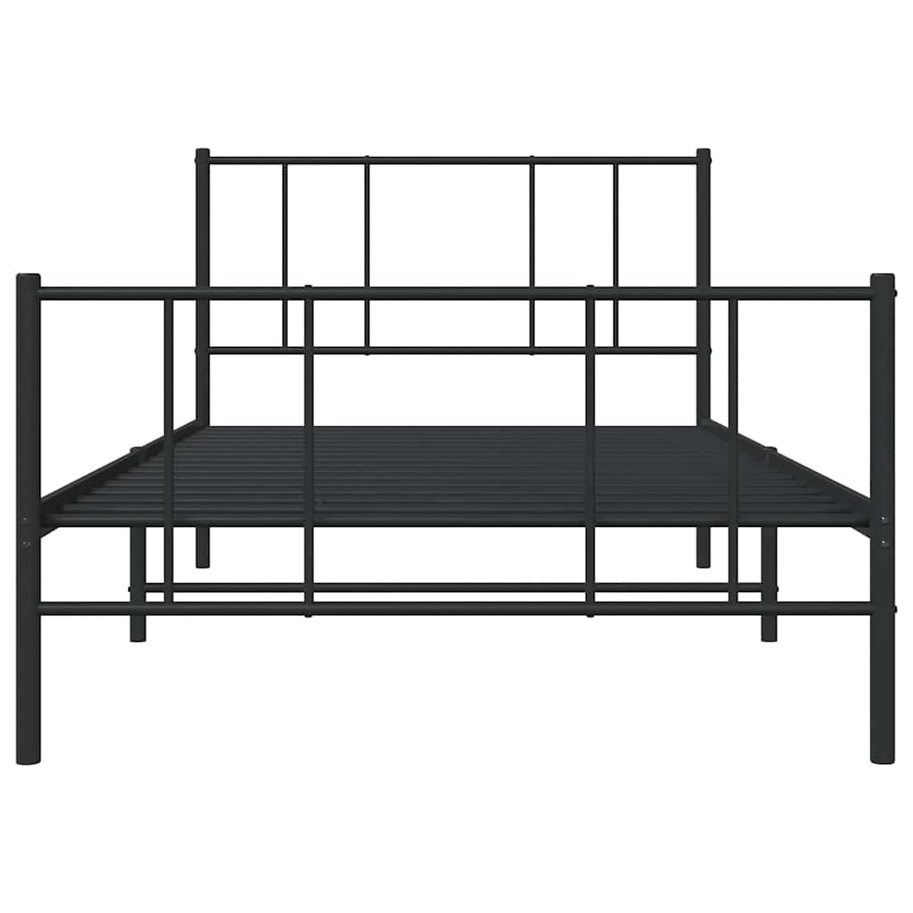 vidaXL Metal Bed Frame without Mattress with Footboard Black 100x190cm 6