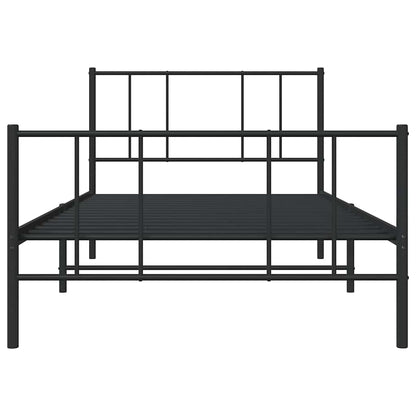 vidaXL Metal Bed Frame without Mattress with Footboard Black 100x190cm 6