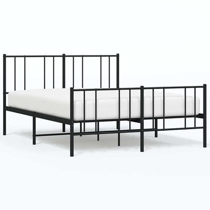 vidaXL Metal Bed Frame without Mattress with Footboard Black 120x190cm 2