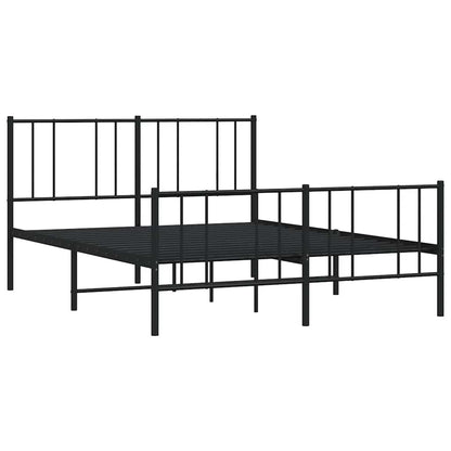 vidaXL Metal Bed Frame without Mattress with Footboard Black 120x190cm 3