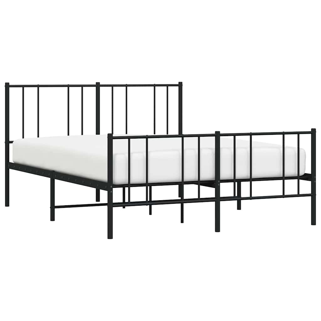 vidaXL Metal Bed Frame without Mattress with Footboard Black 120x190cm 5