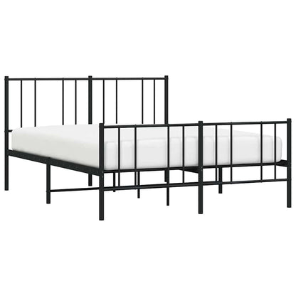 vidaXL Metal Bed Frame without Mattress with Footboard Black 120x190cm 5