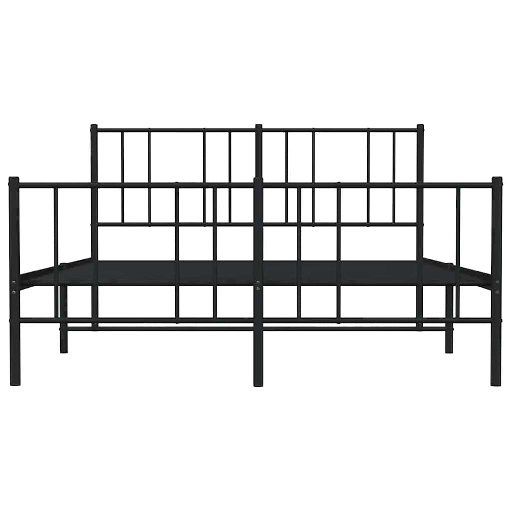 vidaXL Metal Bed Frame without Mattress with Footboard Black 120x190cm 6