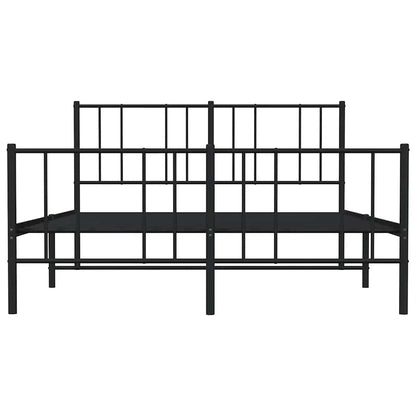 vidaXL Metal Bed Frame without Mattress with Footboard Black 120x190cm 6