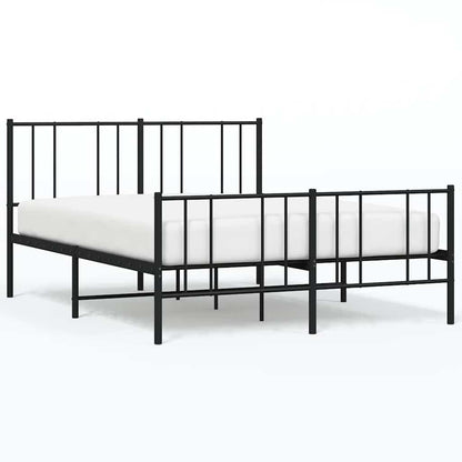 vidaXL Metal Bed Frame without Mattress with Footboard Black 120x200cm 2