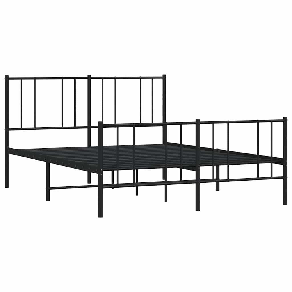 vidaXL Metal Bed Frame without Mattress with Footboard Black 120x200cm 3