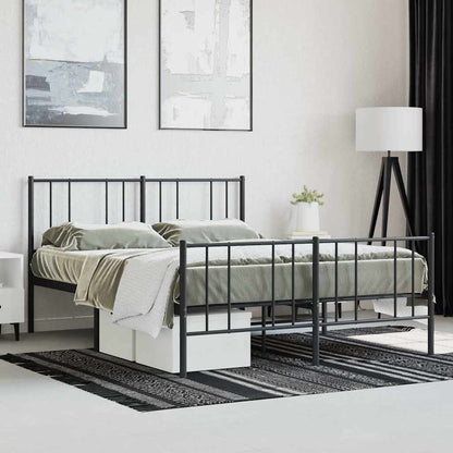 vidaXL Metal Bed Frame without Mattress with Footboard Black 120x200cm 4