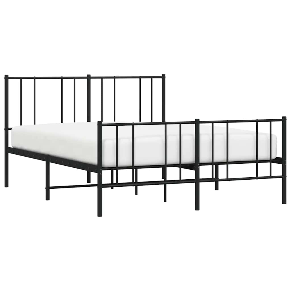 vidaXL Metal Bed Frame without Mattress with Footboard Black 120x200cm 5