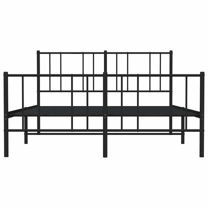 vidaXL Metal Bed Frame without Mattress with Footboard Black 120x200cm 6