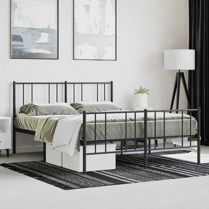 vidaXL Metal Bed Frame without Mattress with Footboard Black 140x190cm 4