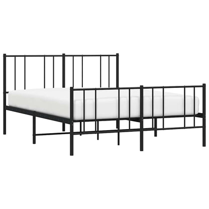 vidaXL Metal Bed Frame without Mattress with Footboard Black 140x190cm 5