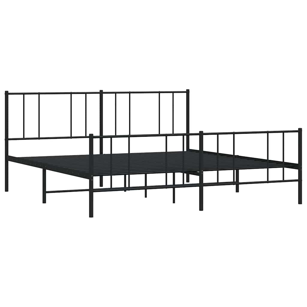 vidaXL Metal Bed Frame without Mattress with Footboard Black 183x213cm 4