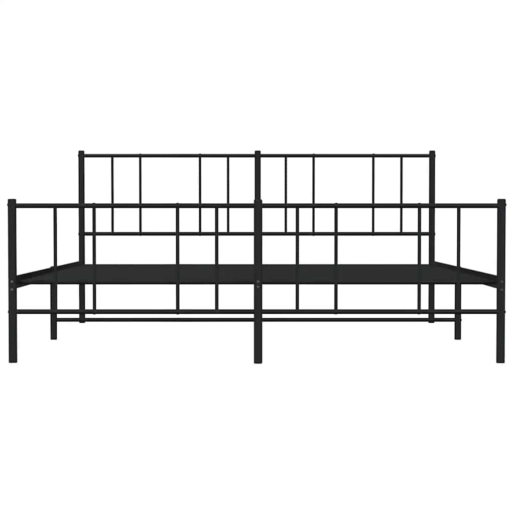 vidaXL Metal Bed Frame without Mattress with Footboard Black 183x213cm 5