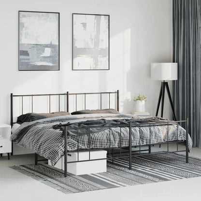 vidaXL Metal Bed Frame without Mattress with Footboard Black 183x213cm 1