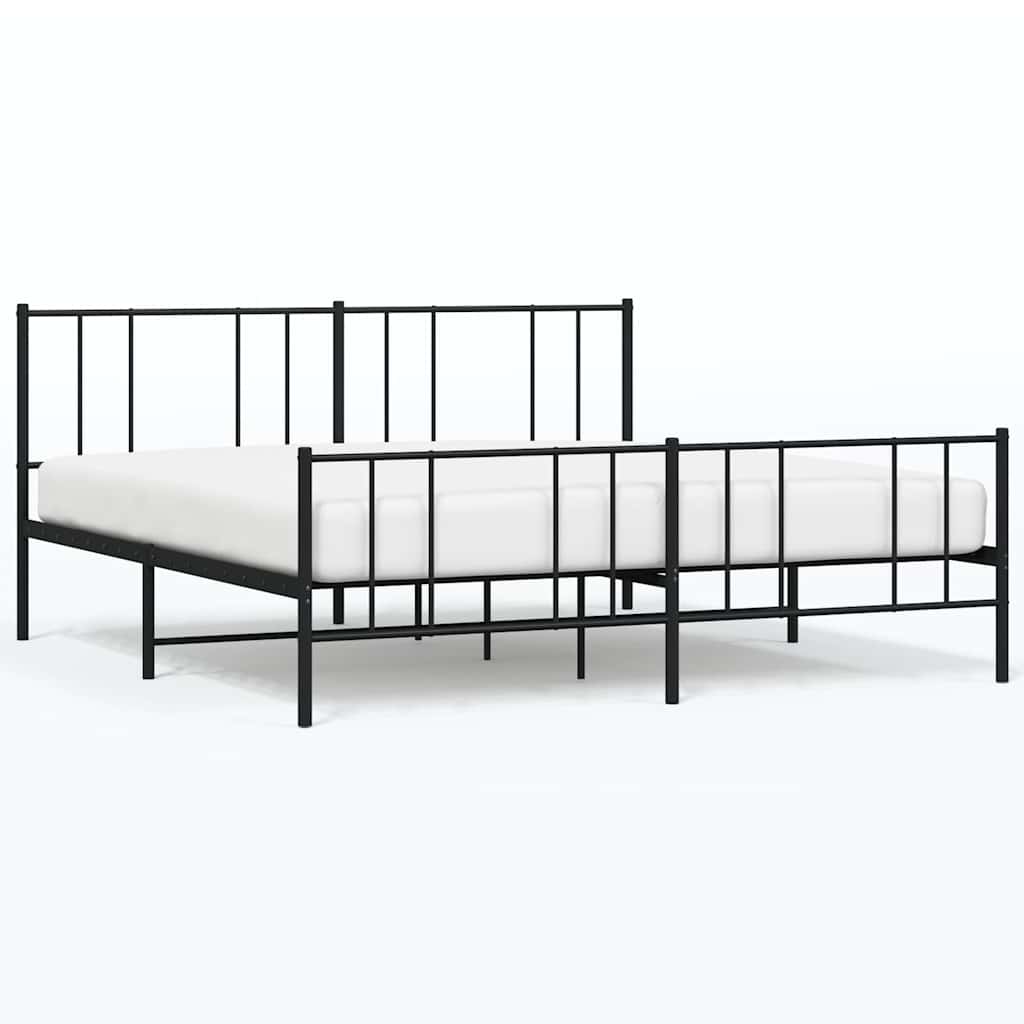 vidaXL Metal Bed Frame without Mattress with Footboard Black 193x203cm 2