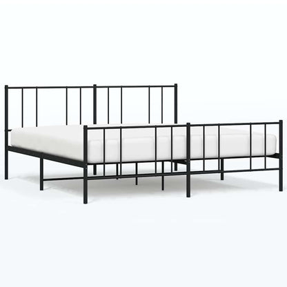 vidaXL Metal Bed Frame without Mattress with Footboard Black 193x203cm 2
